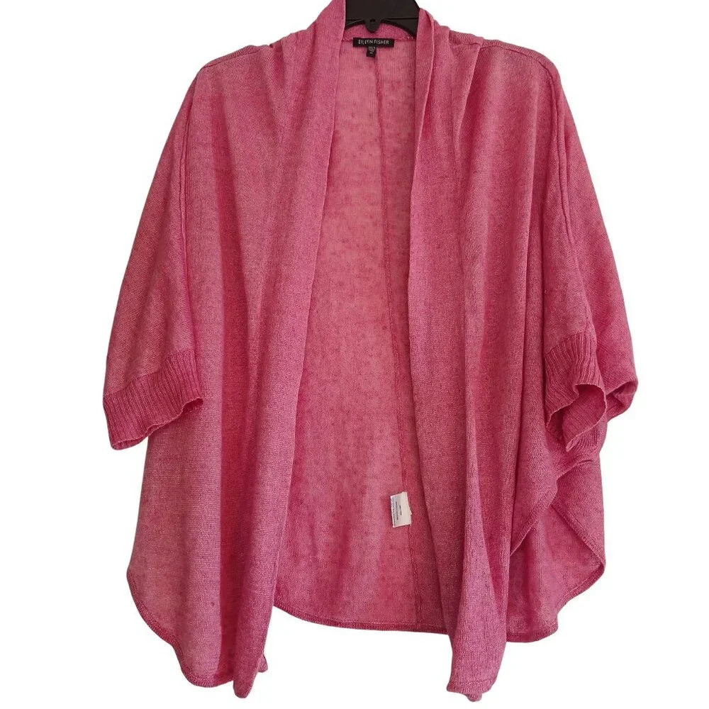 Eileen Fisher Pink Linen Wrap Cardigan Sweater M